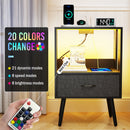 2 Pack Modern Nightstand with Charging Station, Bedside Tables with LED Light and Fabric Drawers