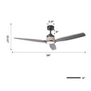 56 Inch Louise Downrod Mount LED Wood Blades Ceiling Fan with Remote Control