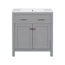 Bathroom Vanity With Ceramic Sink, Modern Single Bathroom Cabinet With 2 Doors And A Shelf, Soft Close Doors