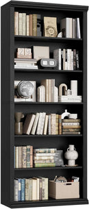 28 Inch Wide Tall Bookcase With Six Tiers For Home Office Storage For Living Room Organization