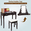 Brown Vanity Table Set With 10 LED Lights For Bedroom