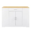 53 inch Large Kitchen Island with Trash Can Storage Cabinet, Islands Table with Drawer  and Adjustable Shelves, Breakfast Bar Cabinet for 13 Gallon Garbage Bin, White & Oak