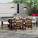 TREXM 7-Piece Patio Dining Table Set for 6, Outdoor Furniture Sets with 72.8' Rectangle Table, Patio Table and Chairs Set with Removable Cushions for Backyard, Garden, Poolside (Mocha + Beige Cushion)
