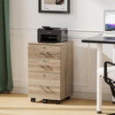 Oak 3 Drawer File Cabinet With Lock Rolling Printer Stand