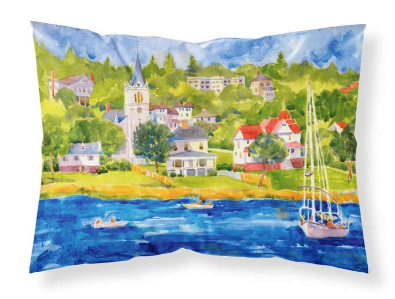 Harbour Scene with Sailboat  Moisture wicking Fabric standard pillowcase