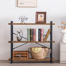 3 Tier Industrial Bookshelf Rustic Wood And Metal Open