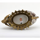 Lovecup Porcelain Village Pattern Boat Shaped Basin With Swan Figure With Bronze Ormolu L366