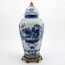 Lovecup Octagonal Lidded Jar With Bronze Ormolu- Blue Willow L370