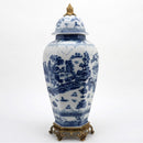 Lovecup Octagonal Lidded Jar With Bronze Ormolu- Blue Willow L370