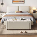 Fifty Inch Upholstered Storage Ottoman Bench Beige