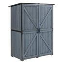 Outdoor Storage Cabinet 55.1'L X 29.1'W X 68.9'H, Garden Shed Tool Shed with Metal Frame Structure for Backyard Garden Patio Lawn (Blue Gray)