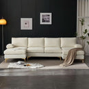Convertible Sectional Sofa 110 Inch U Shape Creamy White