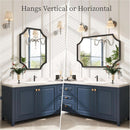 30x40 Black Bathroom Mirror With Gold Scalloped Frame