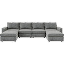 115x58" Chenille Modular Sectional Sofa,U Shaped Reversible Couch,Free Combination,6 Seat Sleeper Sofa Bed with Ottoman,Convertible Oversized Indoor Furniture for Living Room,Gray