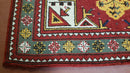 Colorful Moroccan Heriz Rug 6x9, Large Central Medallion, Red Yellow Blue