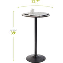 Round Pub Table With Faux Marble Top And Black Metal Base