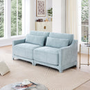 Elegant Two-Seater Chenille Fabric Sofa with Ergonomic Design and Lumbar Pillows in Sky Blue