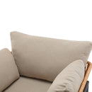 Beige and Light Wood-Tone Rope Iron Lounge Chair with Cushions for Natural and Modern Spaces