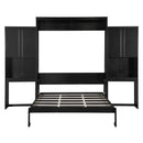 Queen Size Murphy Bed with Desk, Vanity and Cabinets, Espresso