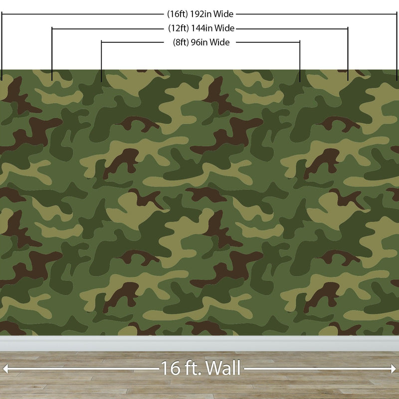 Woodland Green Military Combat Camo Camouflage Wall Mural