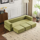 Ebern Designs Convertible Sectional Sofa with 3 Storage Ottomans - High-Resilience Foam Sleeper, Space-Saving Chenille Floor Sofa for Studio Apartments & Home Offices.green