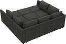 Emerald Green Modular Sleeper Sofa With Hidden Storage Compartment