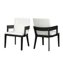 Modern Black Wood & White Glossy PU Leather Dining Chairs Set of 2, Elegant Upholstery and Ergonomic Design