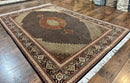 Persian Tabriz Rug 7x10, Very Fine 330 KPSI 50 Raj, Black and Beige, Handmade Wool Vintage Persian Carpet