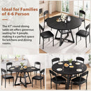 Round Circular Dining Table Set Black Diameter47Inches