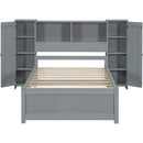 Twin Size Platform Bed with Storage Headboard and Lockers, Gray