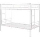 Twin Over Twin Metal Bunk Bed With 2 Ladders White