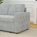 85 Inches Sofa Bed, 3 Seater Sleeper Sofa with Storage Chaise, Square Handrail With Pull and Copper nail,Chenille-Light Grey, Pull Out Couch for Living Room