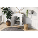 21.6inch Modern Floating Bathroom Vanity with Ceramic Basin - Perfect for Small Bathrooms, Right side storage