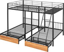 Black Metal Triple Bunk Bed With Drawers Full Over Twin Bunk Beds