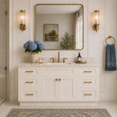 60 Inch Antique White Shaker Single Sink Bathroom Vanity with Drawers