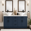60 Inch Navy Blue Shaker Double Sink Bathroom Vanity with Drawers