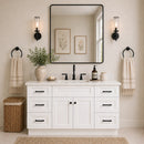60 Inch White Shaker Single Sink Bathroom Vanity with Drawers