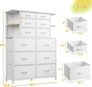 White Bedroom Dresser With LED Lights And 12 Deep Drawers