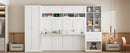 Queen Size Murphy Bed Wall Bed with Closet , Drawers and Shelves, White