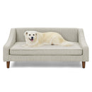 Modern Durable Elevated Dog Sofa Bed with Irregular Armrest Design, Comfortable Beige Foam Pet Sofa