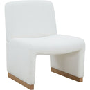 Comfy Accent Chair, Upholstered Slipper Chair, Armless Chair with Wood Legs and Soft Fabric for Living Room, Bedroom, White