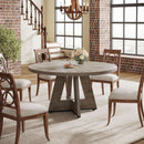 47 Inch Round Farmhouse Dining Table Grey For Four