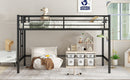 Twin Size Metal Loft Bed, Loft Bed with Easy Climbing Ladder and Guardrails for Kids, Black
