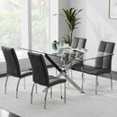 Tempered Glass Dining Table With Chromed Legs 47In White Silver