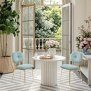 Modern Dining Chairs Set of 2,  Green Upholstered Accent Chairs with Metal Legs - Space-Saving Contemporary Seating