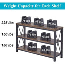 Rustic 47 Inch 3 Tier Sofa Console Table With Open Shelves
