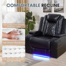 Power Recliner Sofa With LED Lights Black Leather 2 Piece
