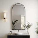 Black Arched Wall Mirror 42x24 Inches With Iron Frame