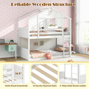 Twin Over Twin White Wood House Bunk Bed For Kids Room