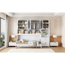 Twin Size Murphy Bed Wall Bed with Closet , Drawers & Desk-White